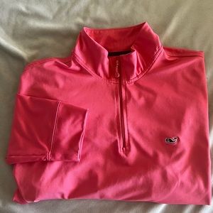 MENS Vineyard Vines quarter zip sporty top  . Size L vivid coral color